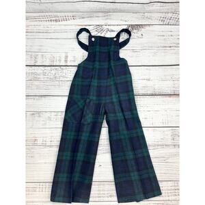 Archie Brown & Son Wool Navy Green Tartan Plaid Boys Overalls 4